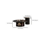 Ensemble de table basse ronde moderne en bois noir pour usage intérieur