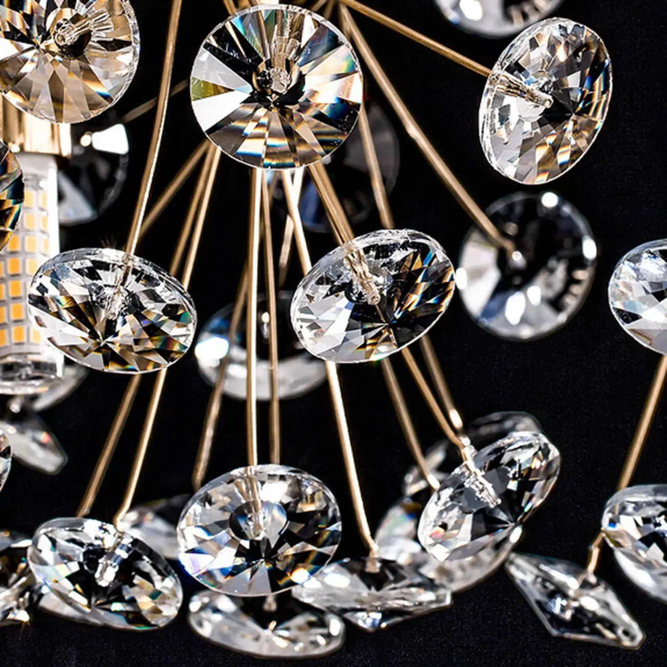 Lustre rond en cristal de luxe au design géométrique