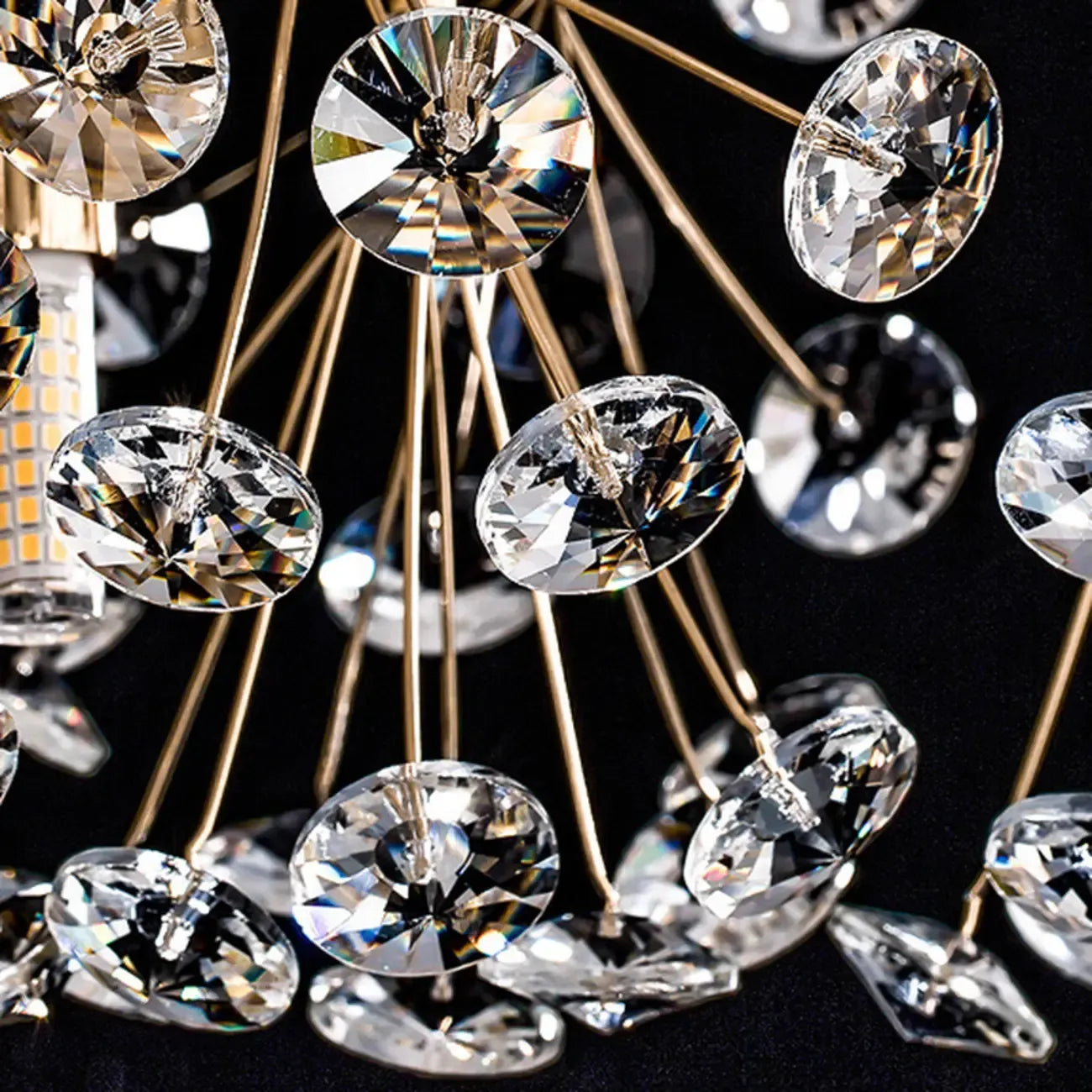 Lustre rond en cristal de luxe au design géométrique