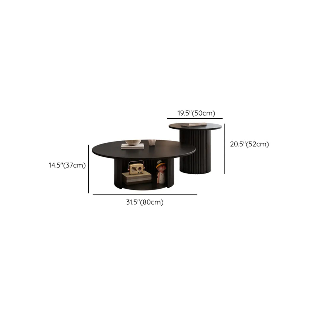 Ensemble de table basse ronde moderne en bois noir pour usage intérieur