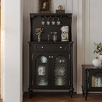 vaisselier avec comptoir en bois noir et rangements