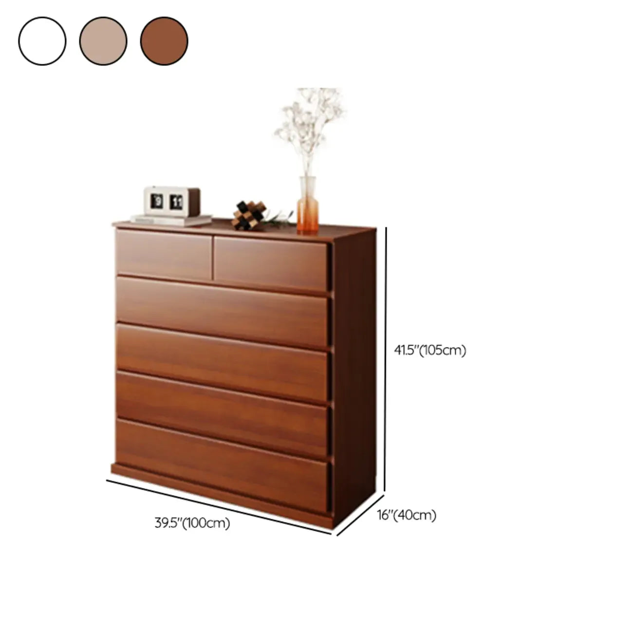 Commode double minimaliste en bois massif avec 10 tiroirs