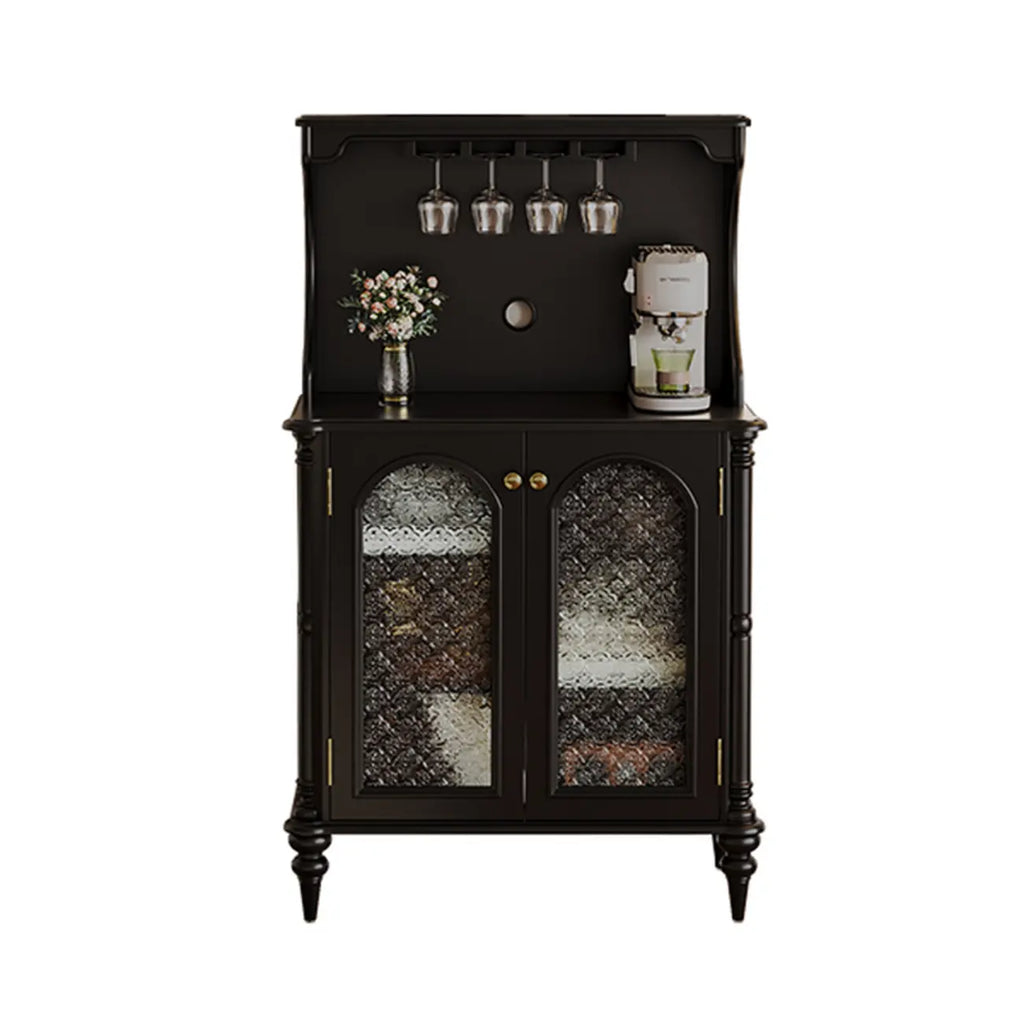 vaisselier avec comptoir en bois noir et rangements