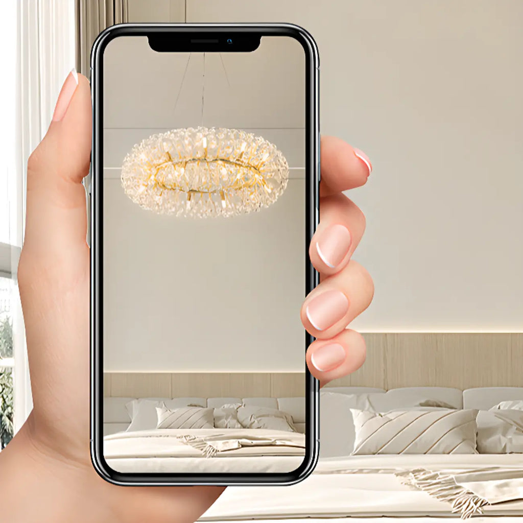 Lustre rond en cristal de luxe au design géométrique