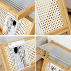Table d'appoint avec plateau en verre et porte-revues pour salon