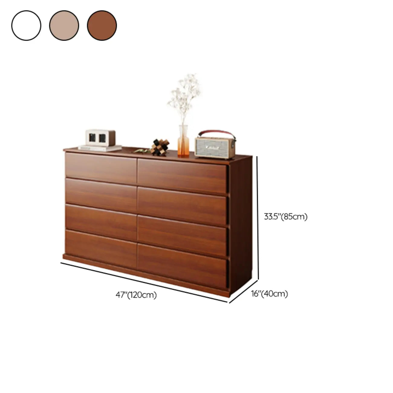 Commode double minimaliste en bois massif avec 10 tiroirs