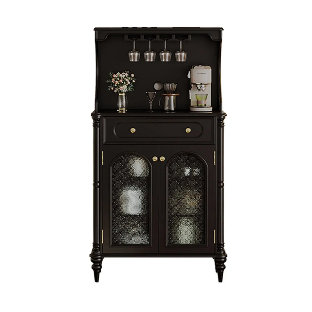 vaisselier avec comptoir en bois noir et rangements