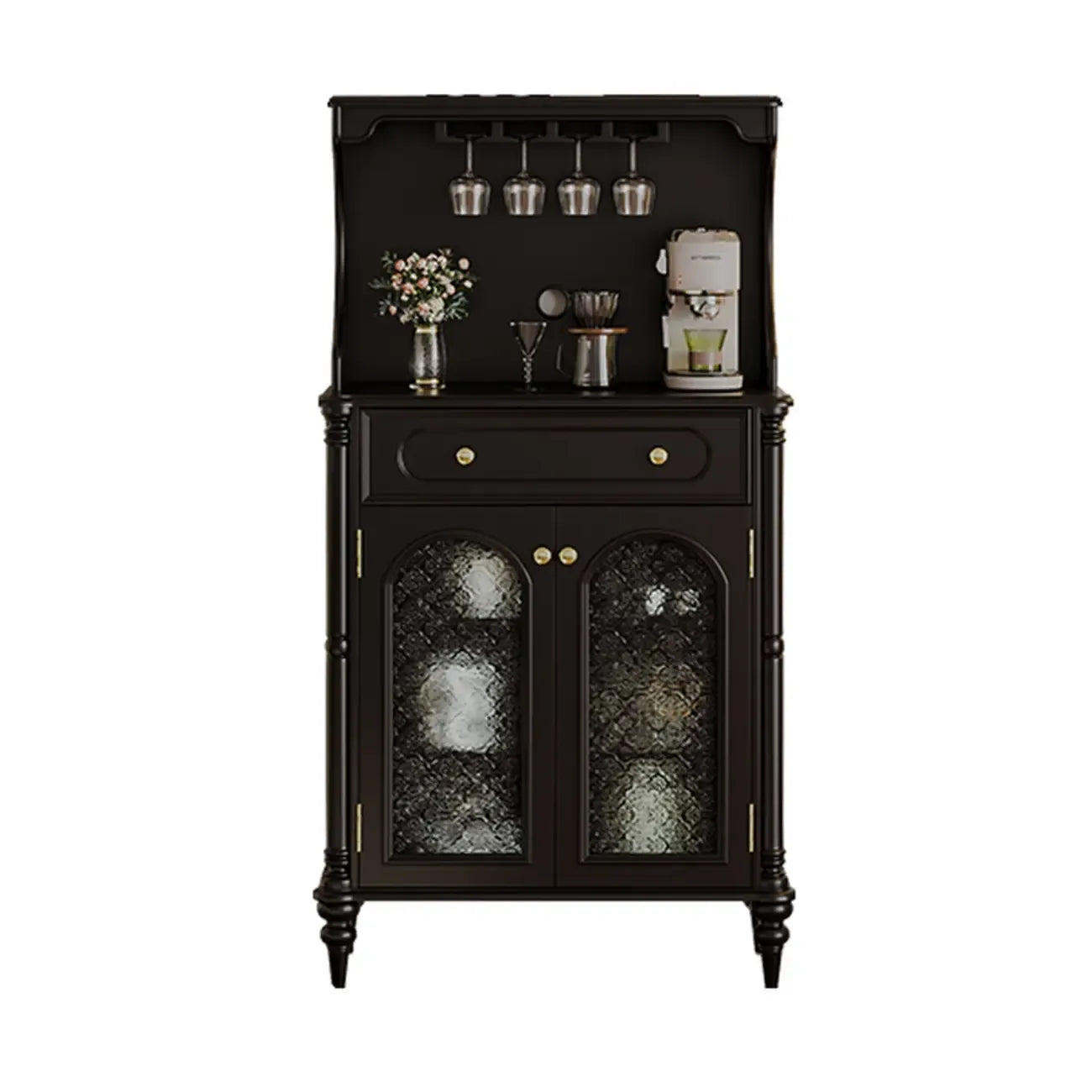 vaisselier avec comptoir en bois noir et rangements