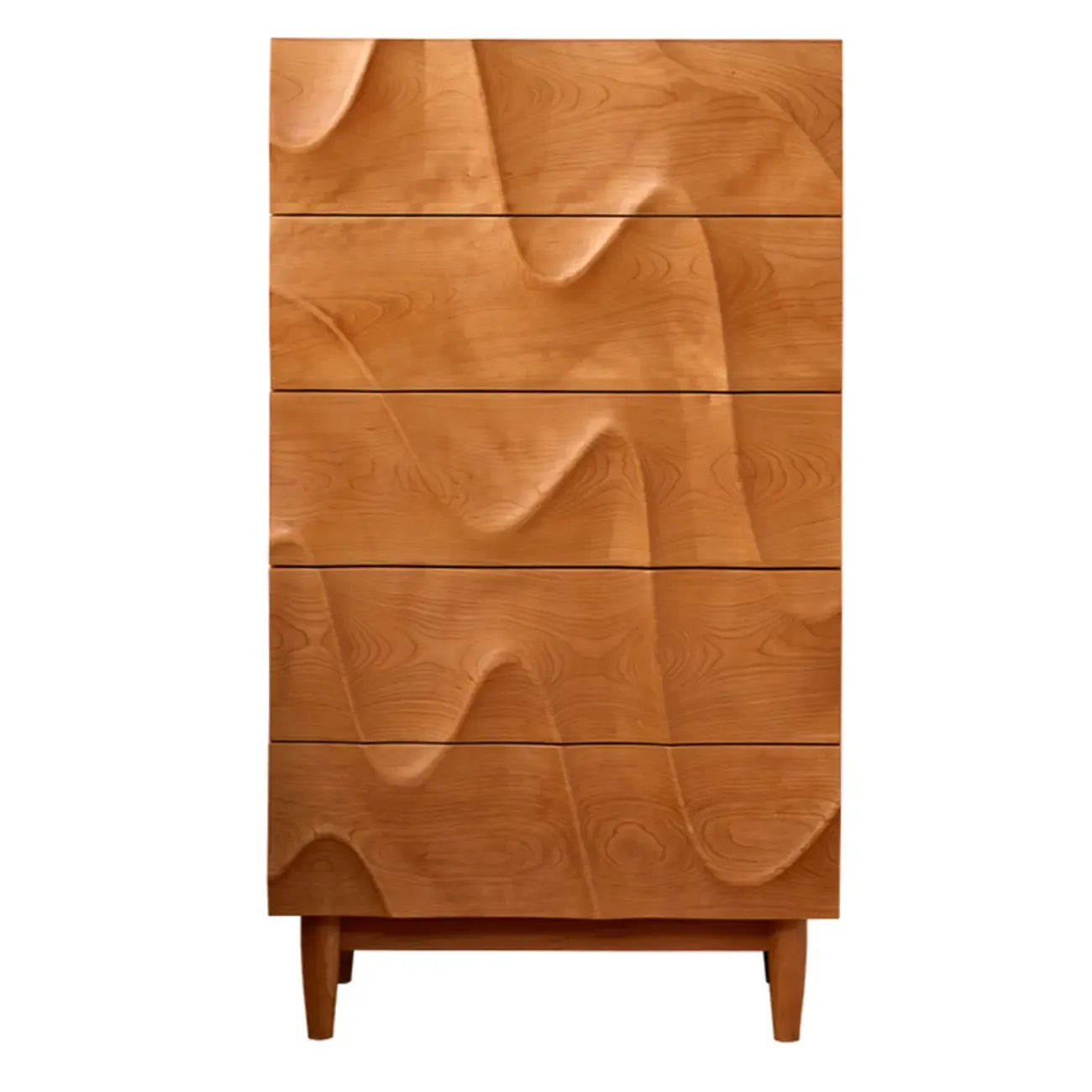 Cassettiera vintage 45H in legno di ciliegio testurizzato con 5 cassetti