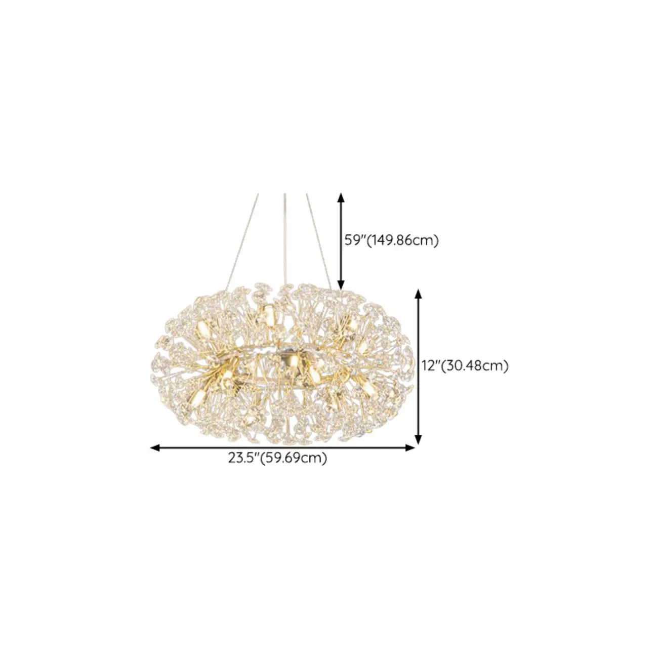 Lustre rond en cristal de luxe au design géométrique