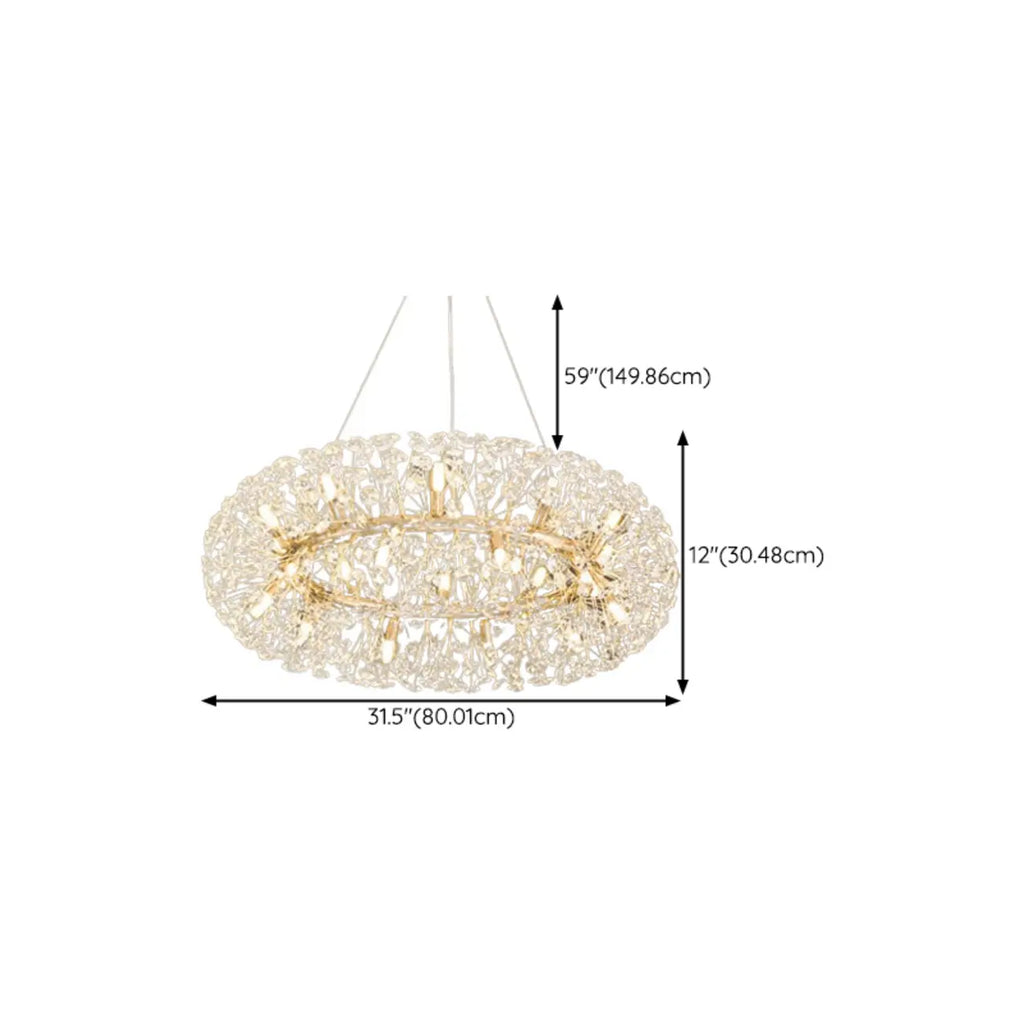Lustre rond en cristal de luxe au design géométrique