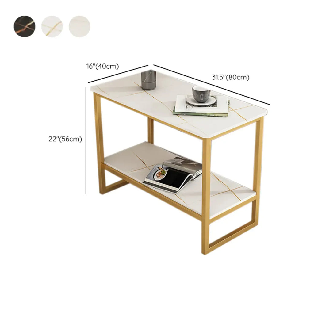 Table d'appoint glamour en marbre noir avec rangement pour salon