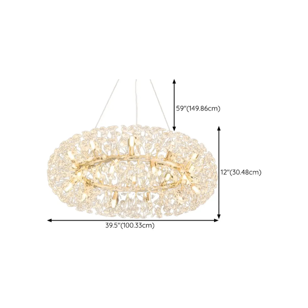 Lustre rond en cristal de luxe au design géométrique