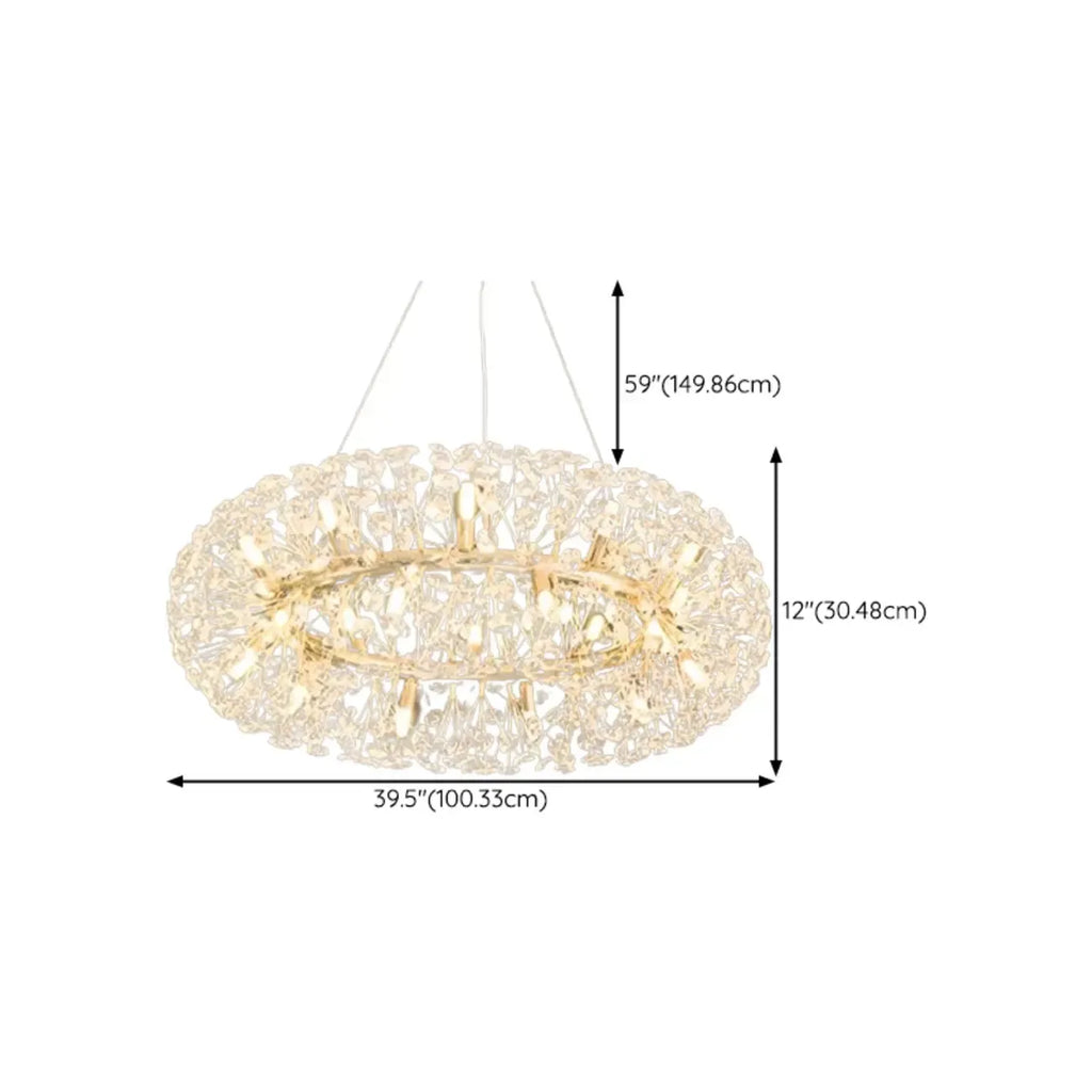 Lustre rond en cristal de luxe au design géométrique