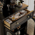 vaisselier avec comptoir en bois noir et rangements