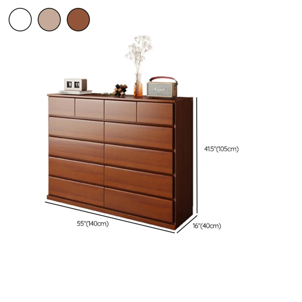 Commode double minimaliste en bois massif avec 10 tiroirs