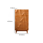 Commode carrée vintage en bois de cerisier texturé de 45 cm de hauteur avec 5 tiroirs