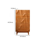 Commode carrée vintage en bois de cerisier texturé de 45 cm de hauteur avec 5 tiroirs