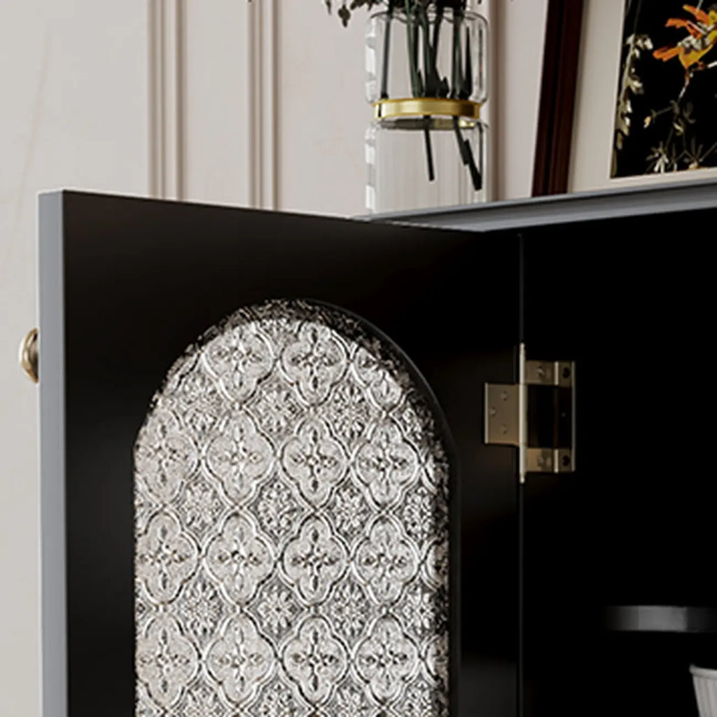 vaisselier avec comptoir en bois noir et rangements