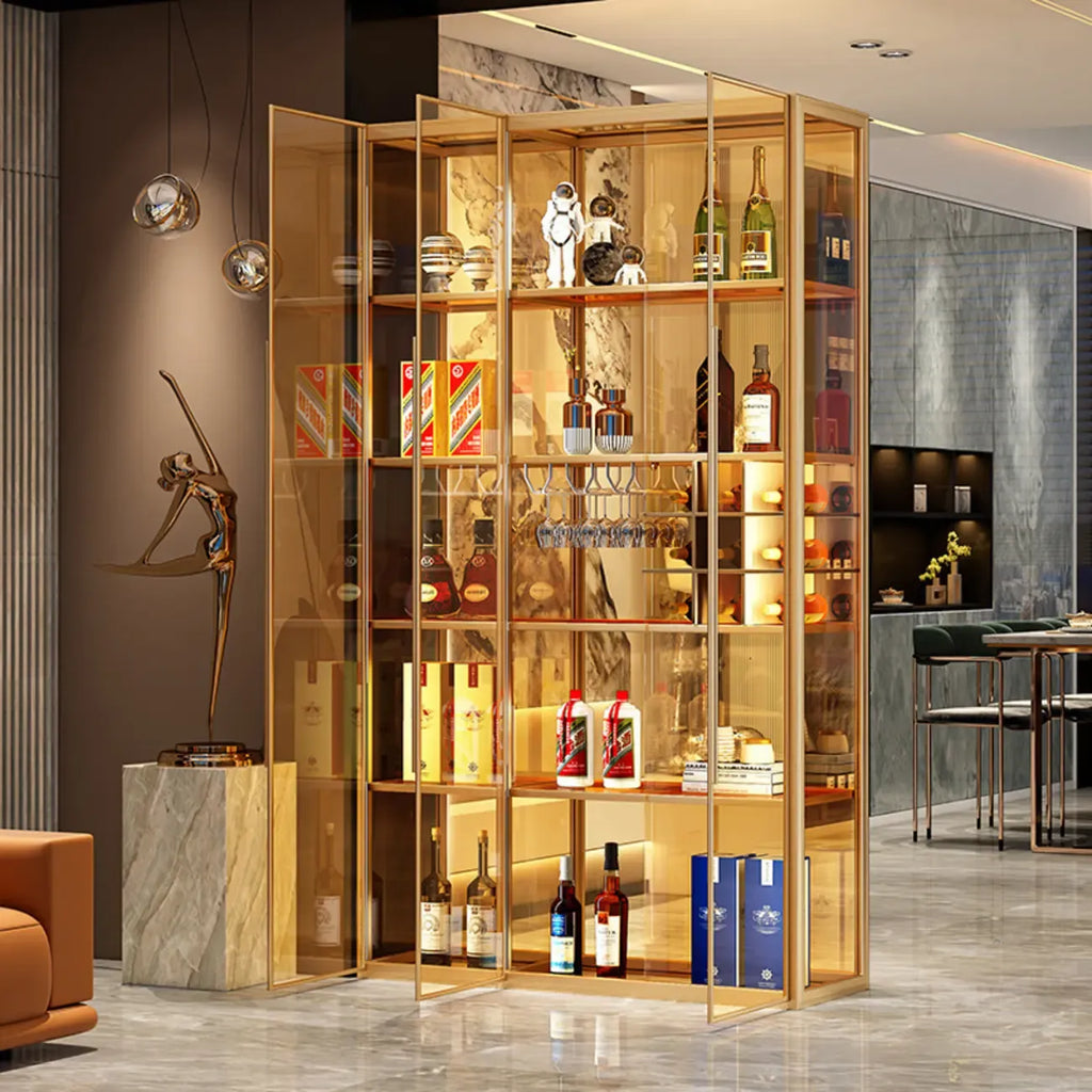 Vitrine de luxe à plusieurs niveaux en verre beige avec éclairage