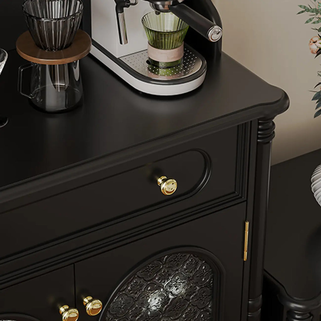 vaisselier avec comptoir en bois noir et rangements