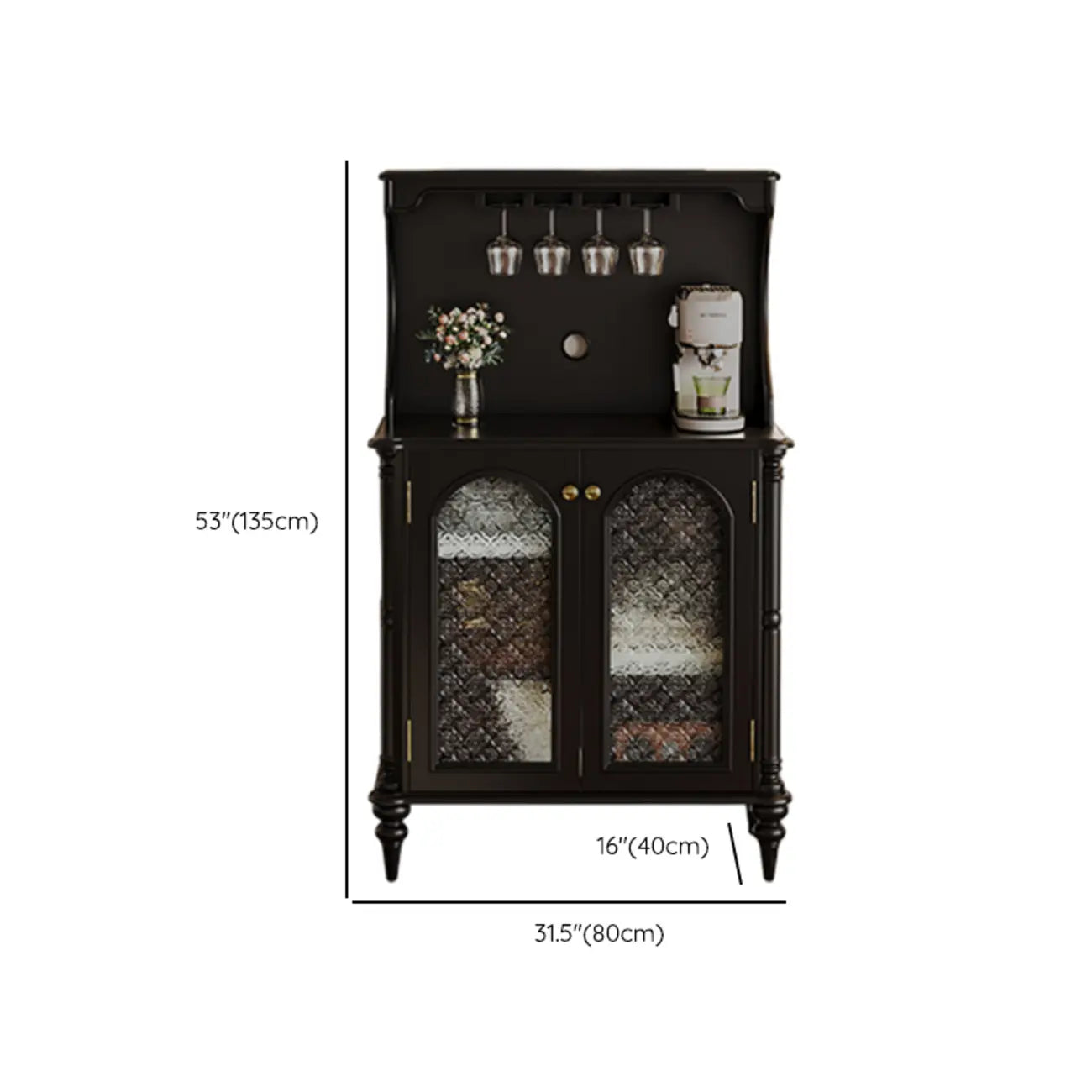 vaisselier avec comptoir en bois noir et rangements