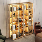 Vitrine de luxe à plusieurs niveaux en verre beige avec éclairage
