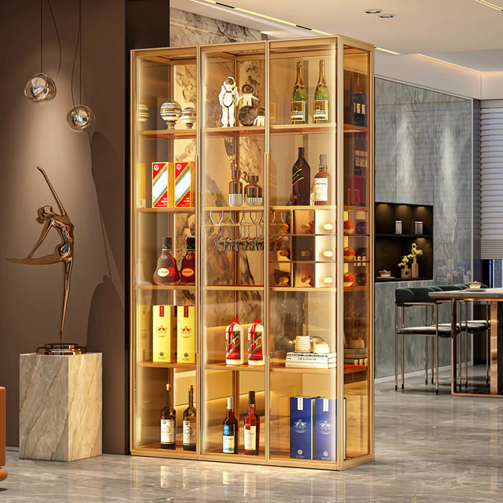 Vitrine de luxe à plusieurs niveaux en verre beige avec éclairage