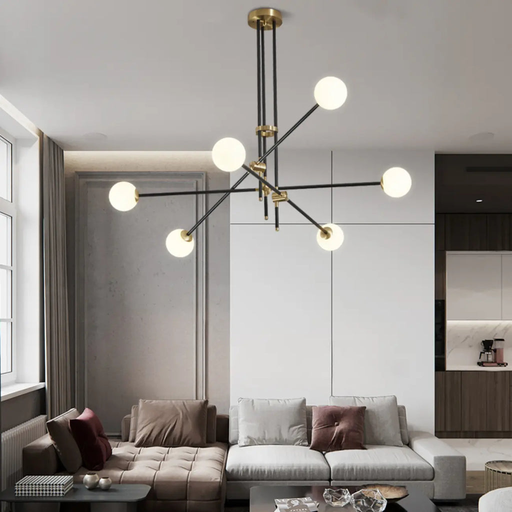 Lampadario Sputnik Industriale Nero a 6 Luci