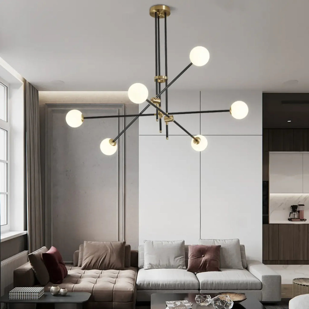 Lampadario Sputnik Industriale Nero a 6 Luci
