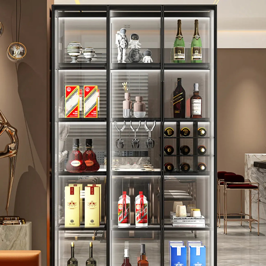 Vitrine de luxe à plusieurs niveaux en verre beige avec éclairage