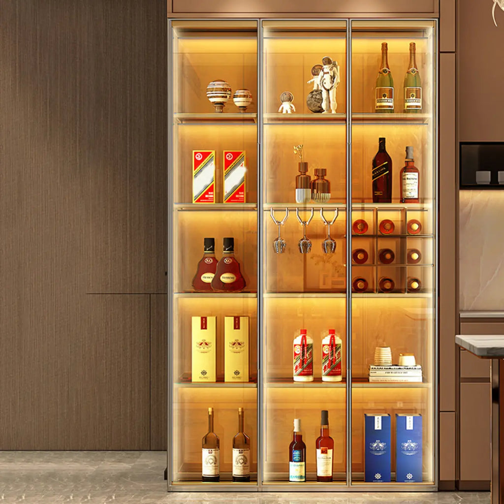 Vitrine de luxe à plusieurs niveaux en verre beige avec éclairage