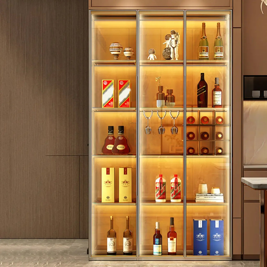 Vitrine de luxe à plusieurs niveaux en verre beige avec éclairage