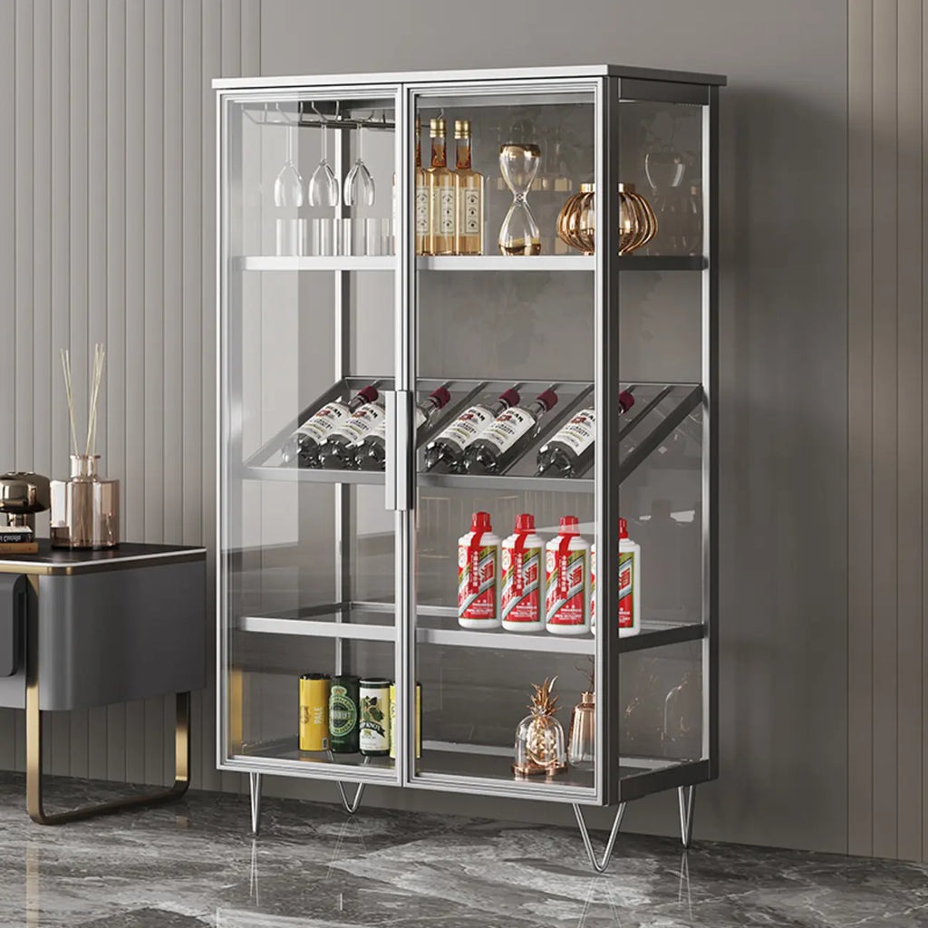 Vitrine de luxe à plusieurs niveaux en verre beige avec éclairage
