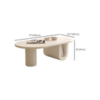 Table basse ovale blanche minimaliste avec rangement pour usage intérieur