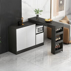 Table de bar moderne marron avec rangement pour le vin, idéale pour le salon.