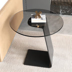 Table d'appoint ronde en verre en forme de C pour salon
