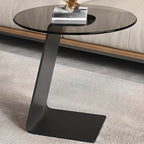 Table d'appoint ronde en verre en forme de C pour salon