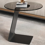 Table d'appoint ronde en verre en forme de C pour salon
