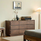 Commode double élégante en bois massif avec 9 tiroirs pour chambre à coucher