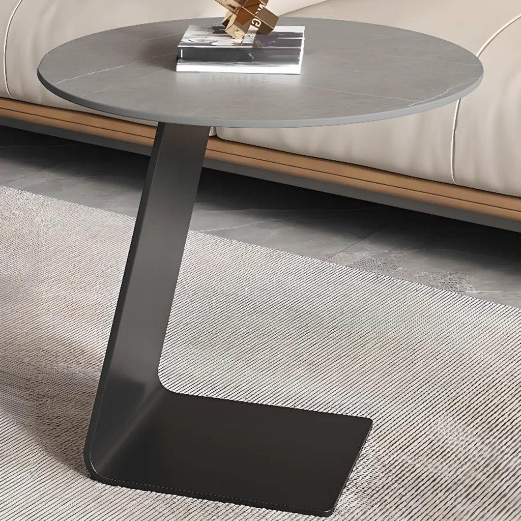 Table d'appoint ronde en verre en forme de C pour salon