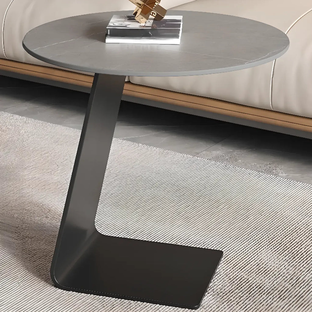 Table d'appoint ronde en verre en forme de C pour salon