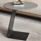Table d'appoint ronde en verre en forme de C pour salon