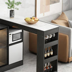 Table de bar moderne marron avec rangement pour le vin, idéale pour le salon.