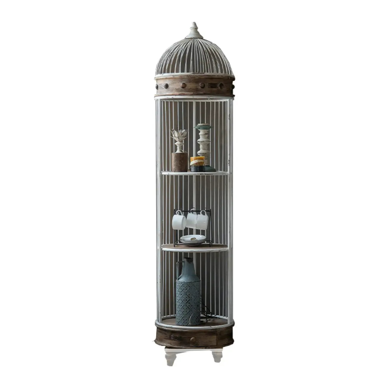 Vitrine élégante en bois et métal incurvée pour cuisine
