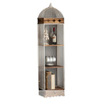 Vitrine élégante en bois et métal incurvée pour cuisine