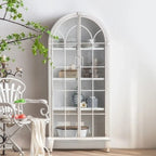 Vitrine élégante en bois et métal incurvée pour cuisine