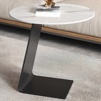 Table d'appoint ronde en verre en forme de C pour salon