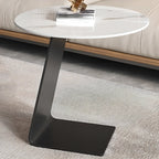 Table d'appoint ronde en verre en forme de C pour salon