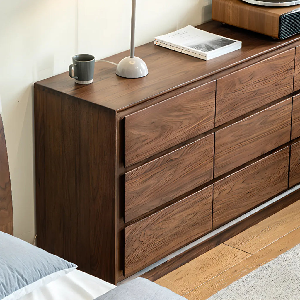 Commode double élégante en bois massif avec 9 tiroirs pour chambre à coucher
